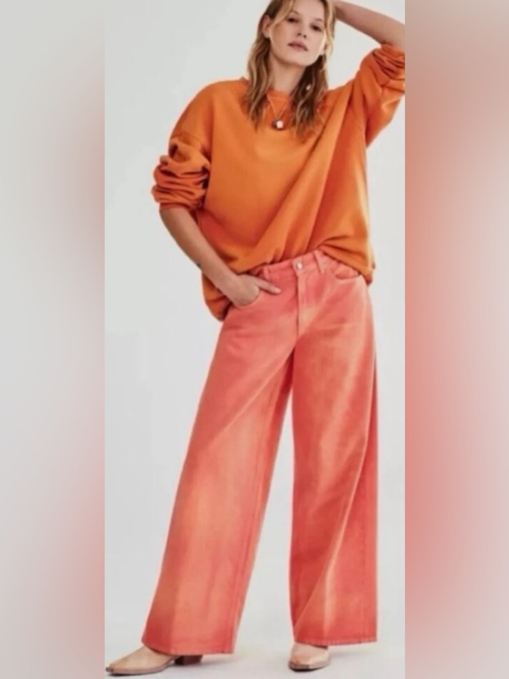 NWT FREE PEOPLE WE THE FREE Waterfalls Baggy Wide Leg Jeans Oklahoma Sun 27 - Picture 15 of 15